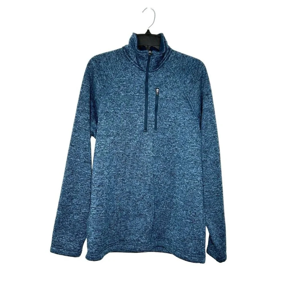 Eddie Bauer Men's Sz M 1/4 Zip Pullover Fleece Sweater Heathered Blue Outdoors - Picture 1 of 7